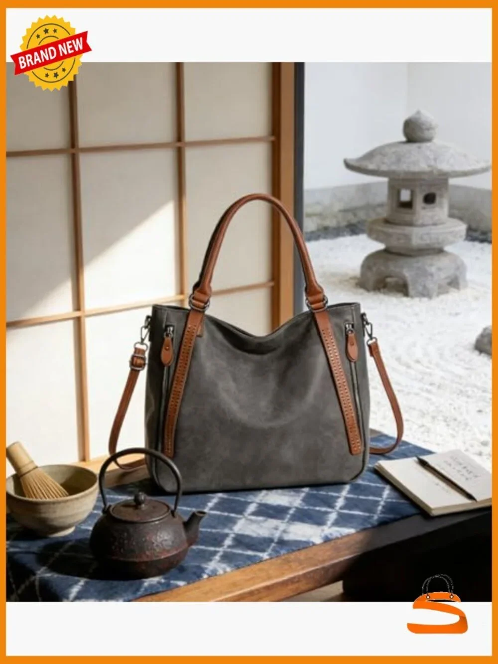 Large Vegan Leather Hobo Shoulder Bag Satchel Tote with Adjustable Strap